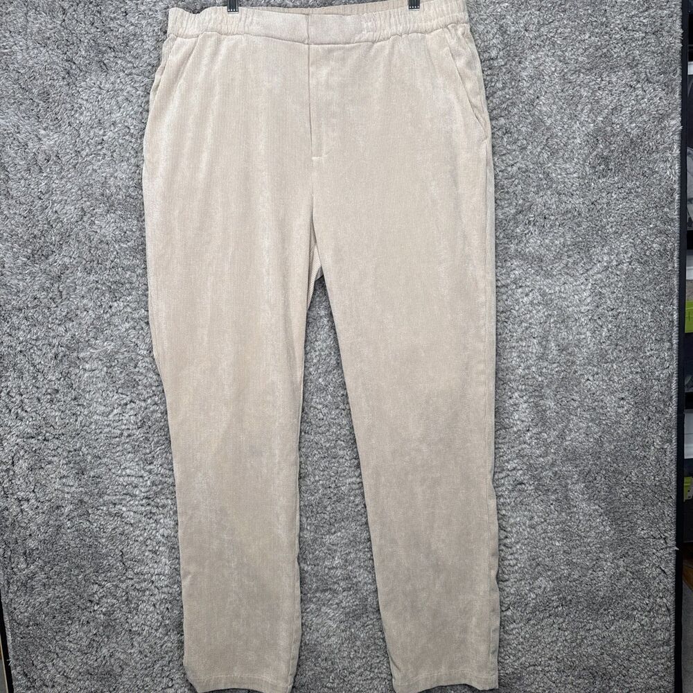 Carbon2Cobalt Men’s Beige Tan Corduroy Pants Elastic Waist Size Large